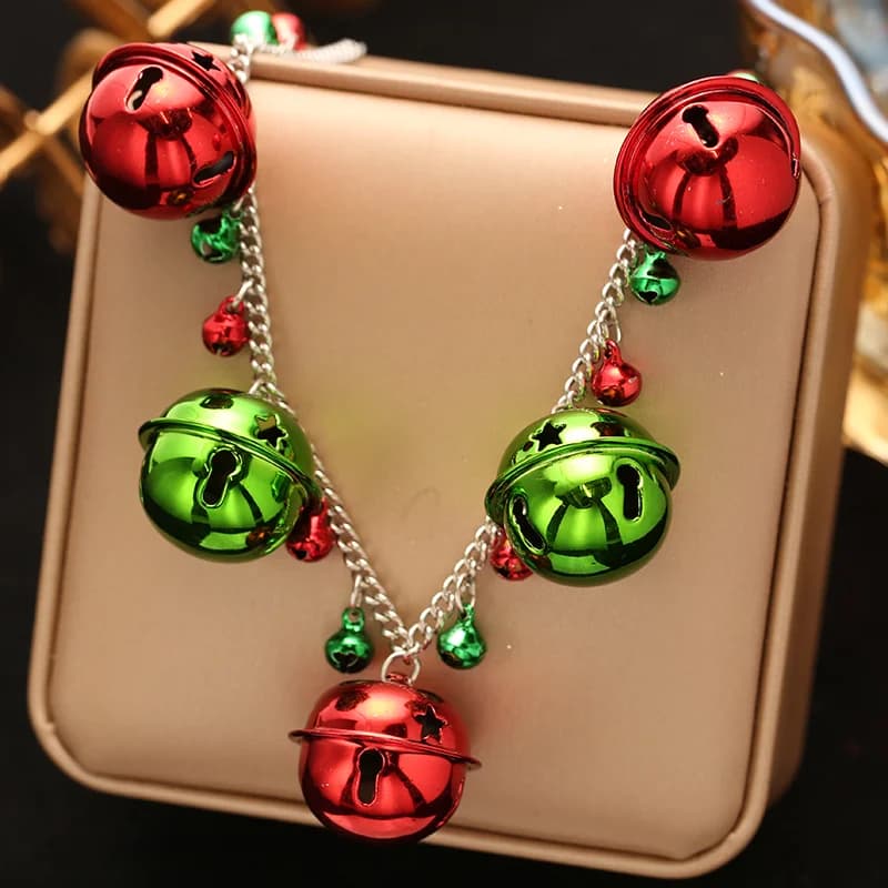 Christmas Snowflake and Bell Pendant Necklace