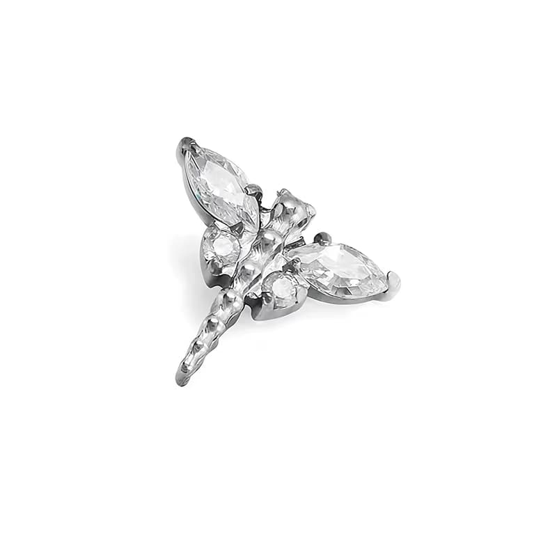 Titanium Dragonfly Zircon Flat Back Stud Earring
