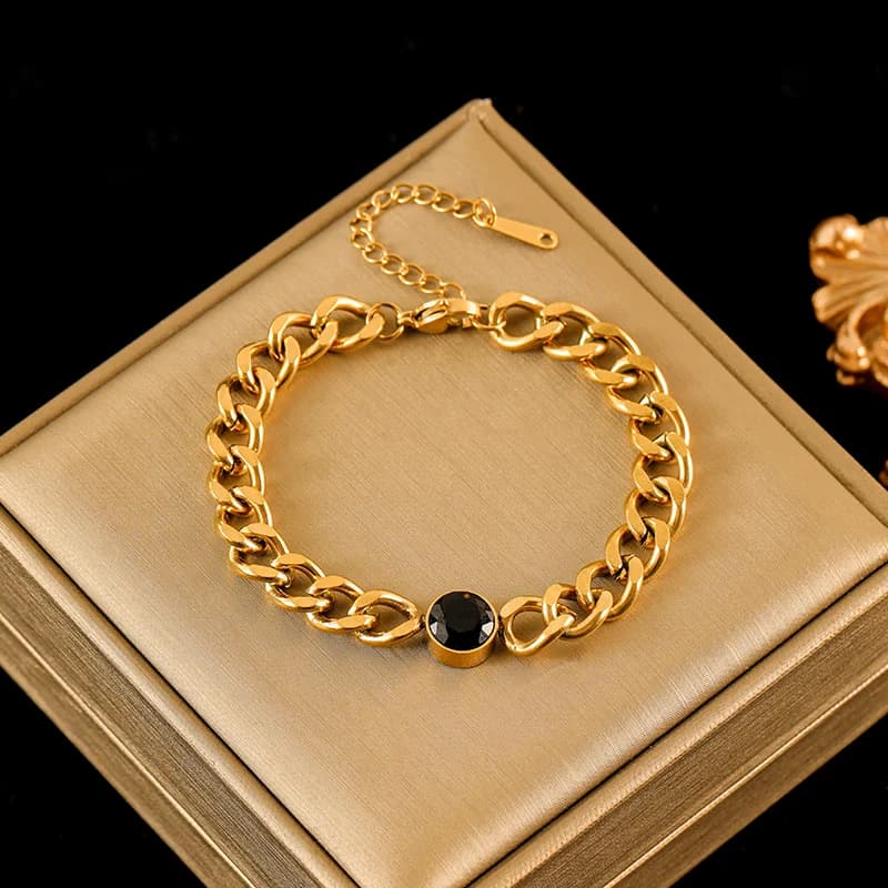Thick Chain Bracelet, Gold and Silver Color