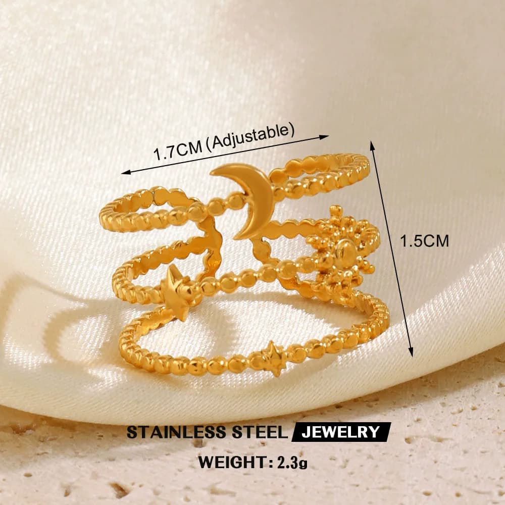 Wide Hollow Cuff Open Ring, 316L Stainless Steel