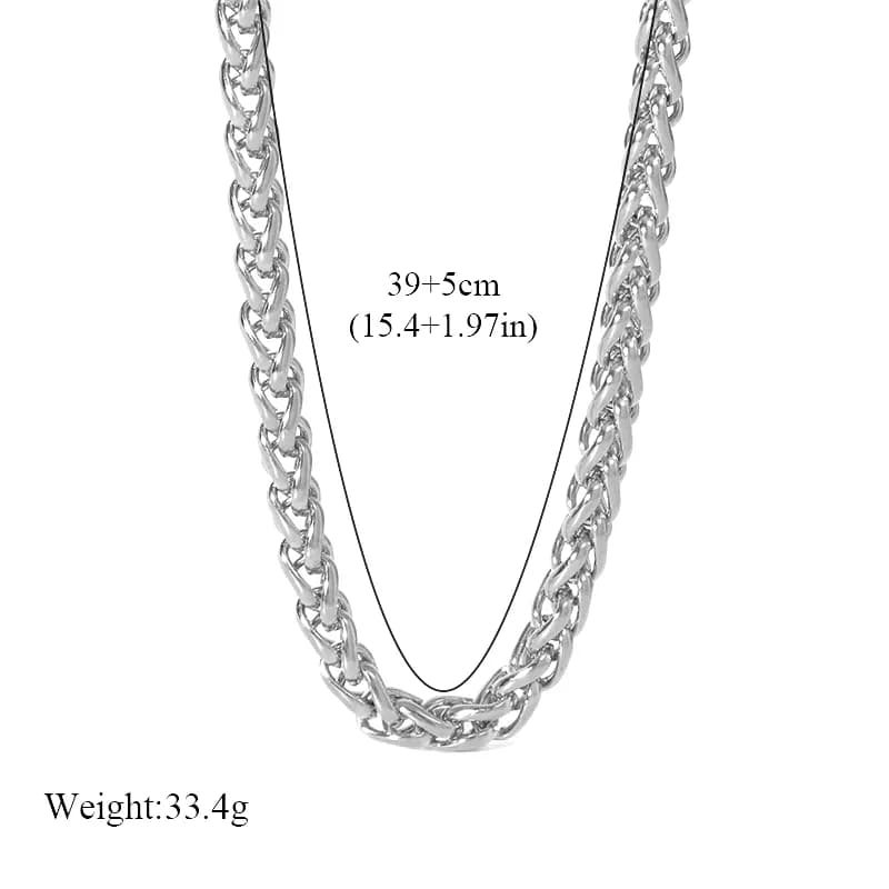 สร้อยคอโชกเกอร์สแตนเลสสีเงิน โซ่ลิงค์พร้อมจี้