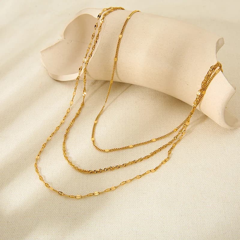 Stainless Steel Layered Stacking Chain Necklace