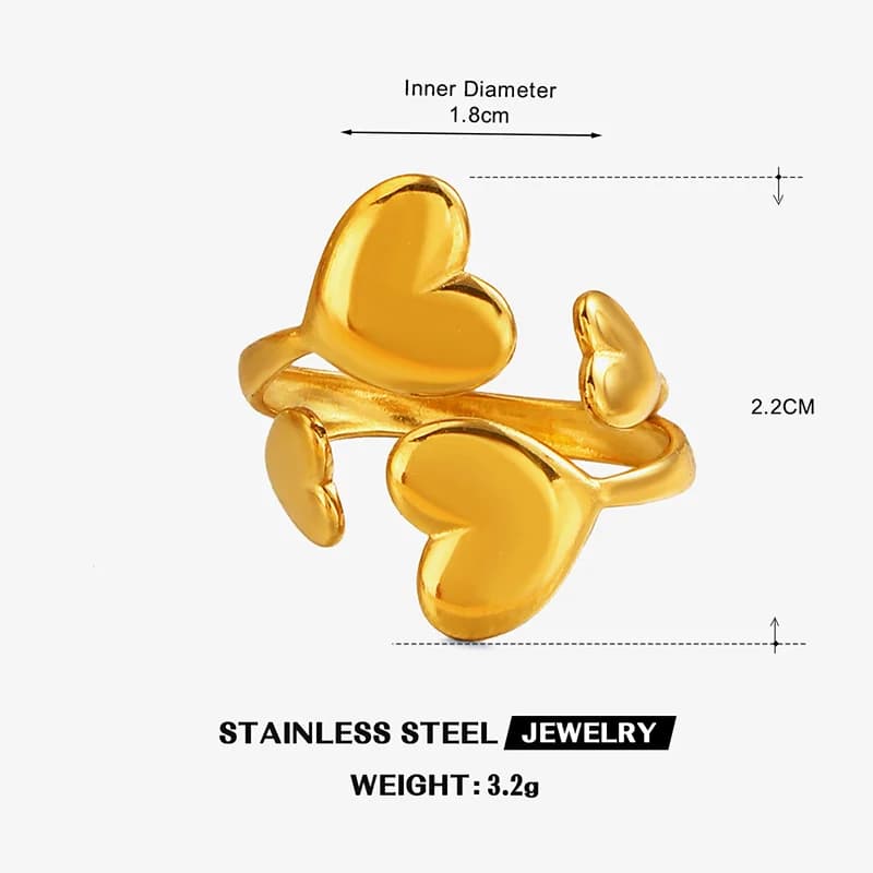316L Stainless Steel Heart Adjustable Ring