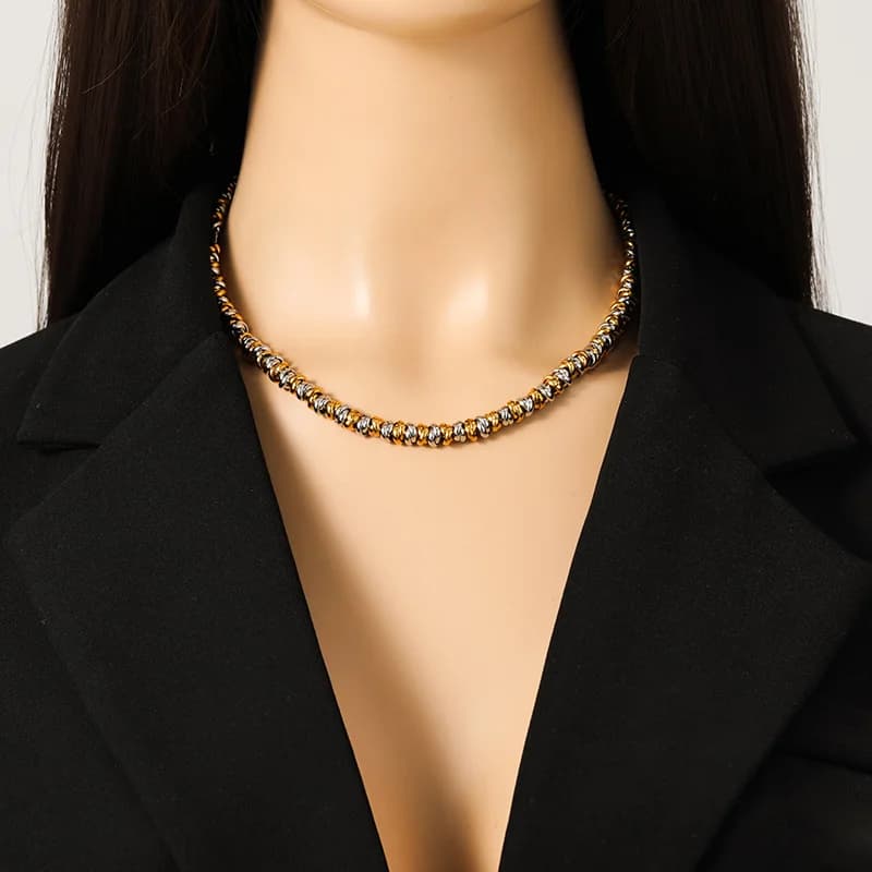 Two-Tone Chain Necklace and Bracelet Set