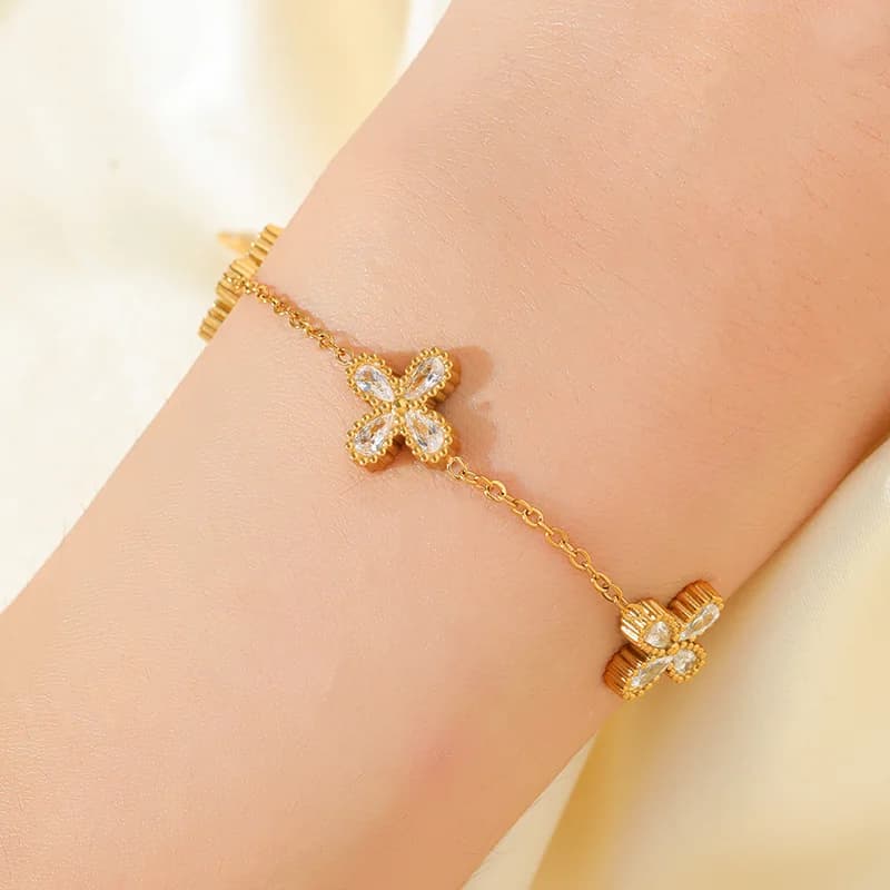 Flower Petal Zircon Jewelry Set