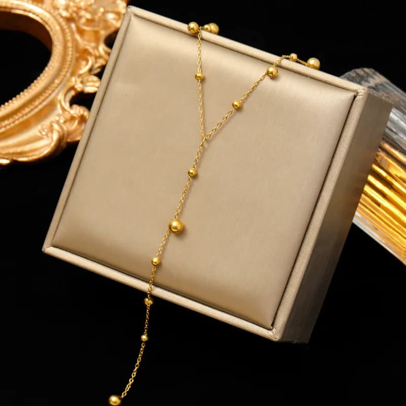 White Zirconia Double Layer Stainless Steel Necklace