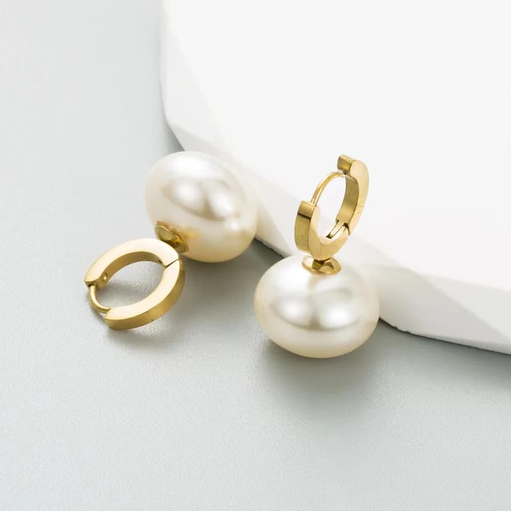 Gold Pearl Stud Earrings
