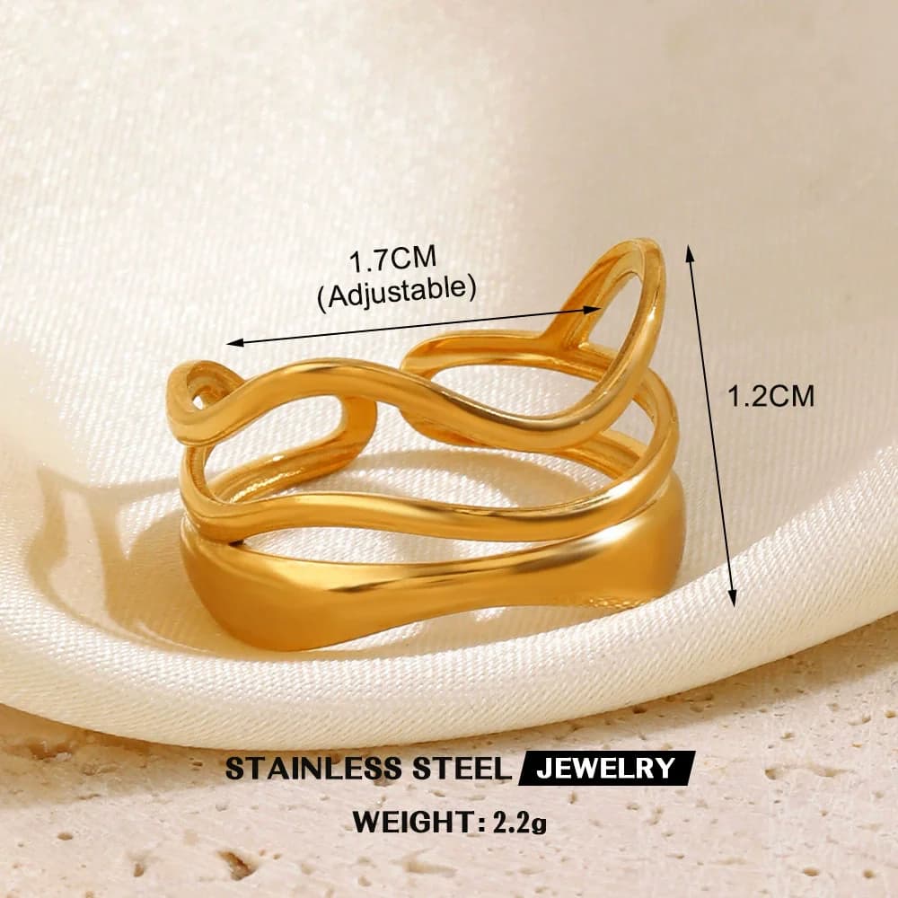 Wide Hollow Cuff Open Ring, 316L Stainless Steel