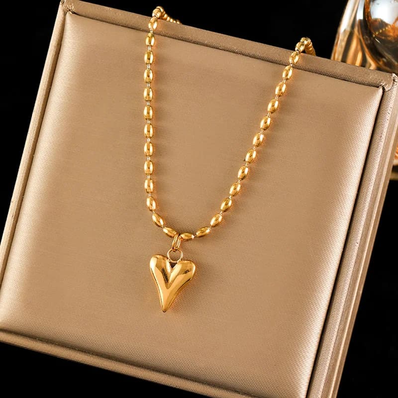 Heart Love Necklace and Earrings Set, Silver