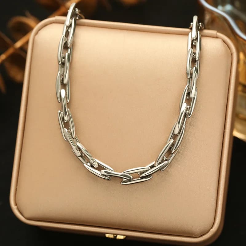 Thick Gold Chain Necklace and Bracelet Set