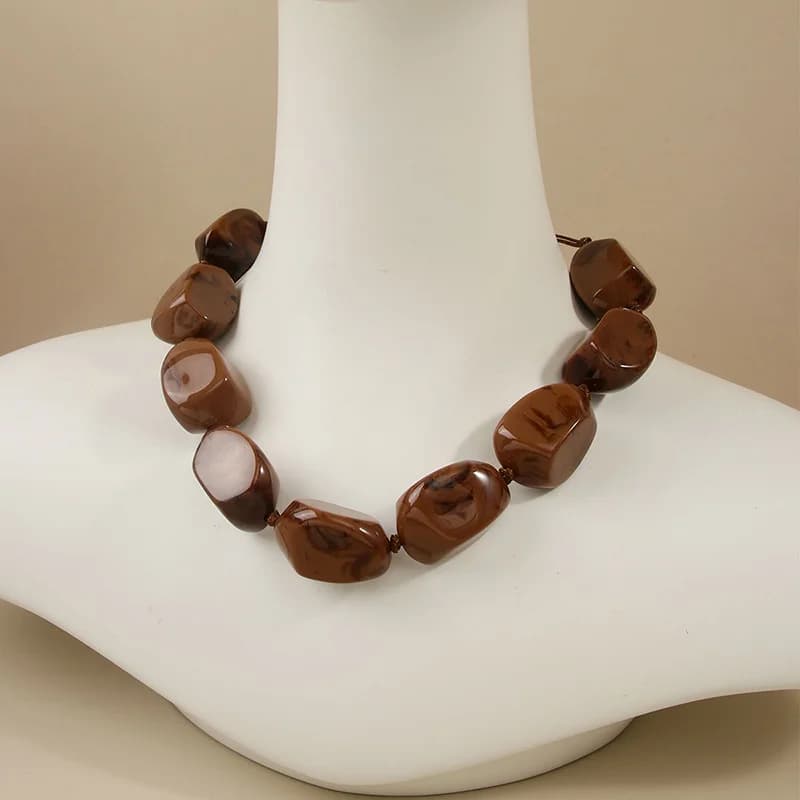 Brown Resin Bohemian Choker Necklace
