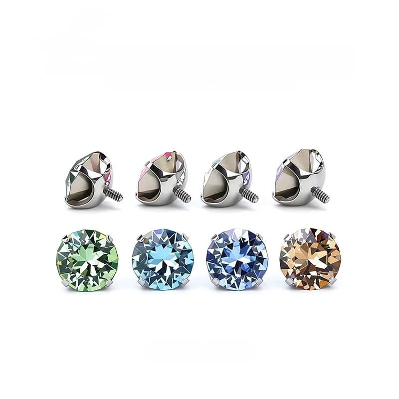 Titanium Spiral Cubic Zirconia Helix Piercing, 16G