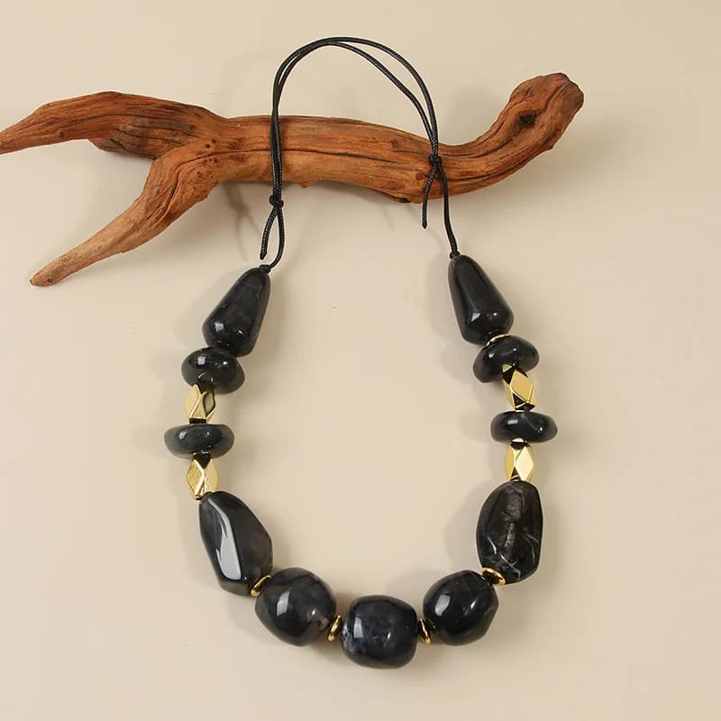 Black Resin Bohemian Choker Necklace