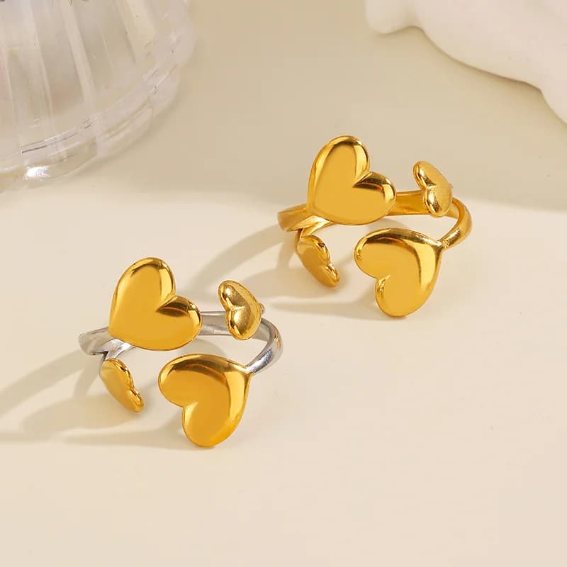 316L Stainless Steel Heart Adjustable Ring