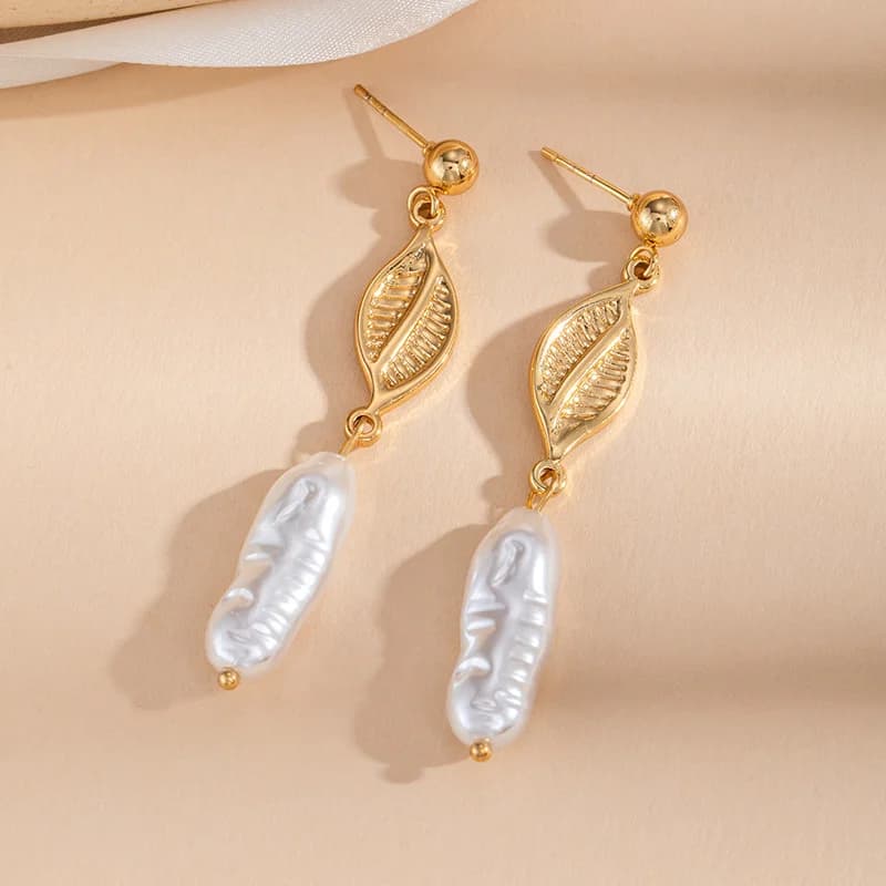 Irregular Pearl Tassel Drop Dangle Earrings