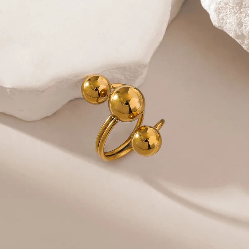 Exaggerated Open Adjustable Ring in Gold Stainless Steel