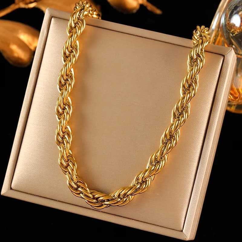 8mm Thick Twist Chain Necklace and Bracelet Set
