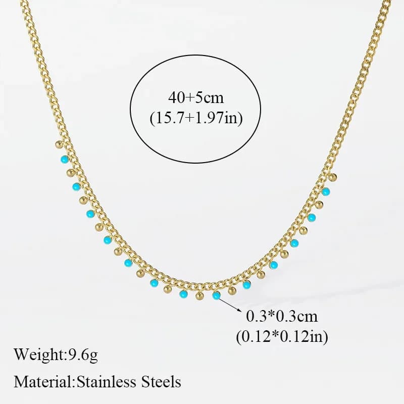 Blue Beaded Necklace and Bracelet Set
