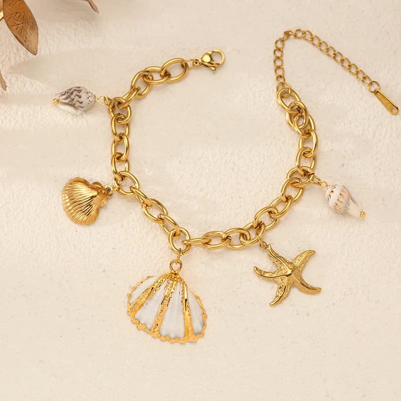 316L Stainless Steel Shell Starfish Beach Bracelet