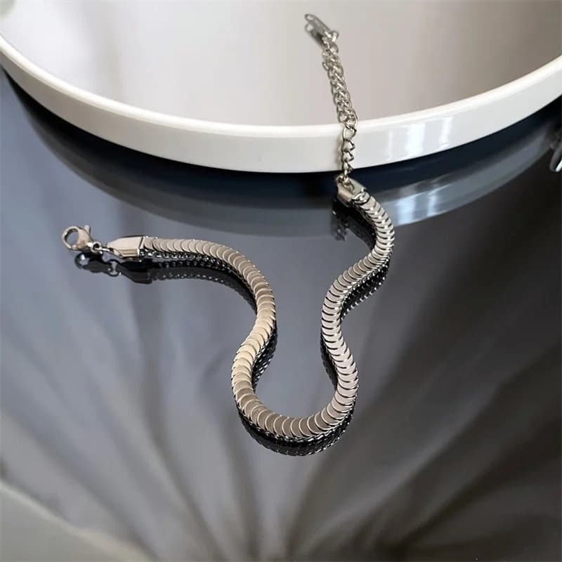 Stainless Steel Silver Color Snake Chain Bracelet