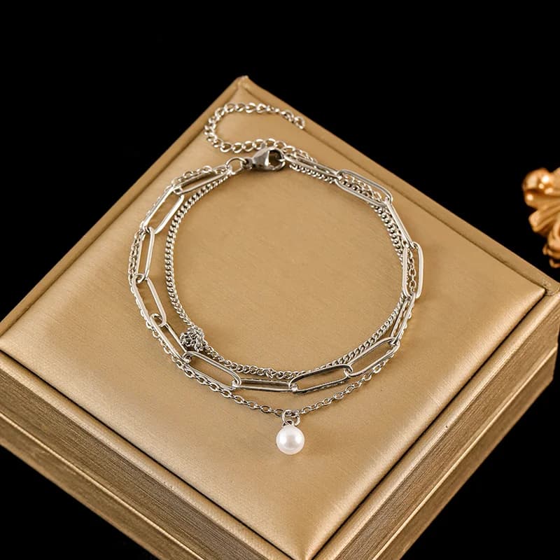 Silver Color Charm Bracelet for Women