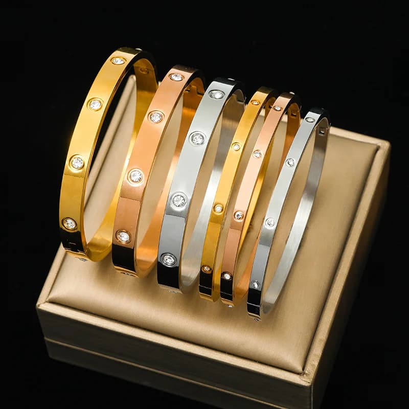 3-Color Zircon Bangles Bracelet