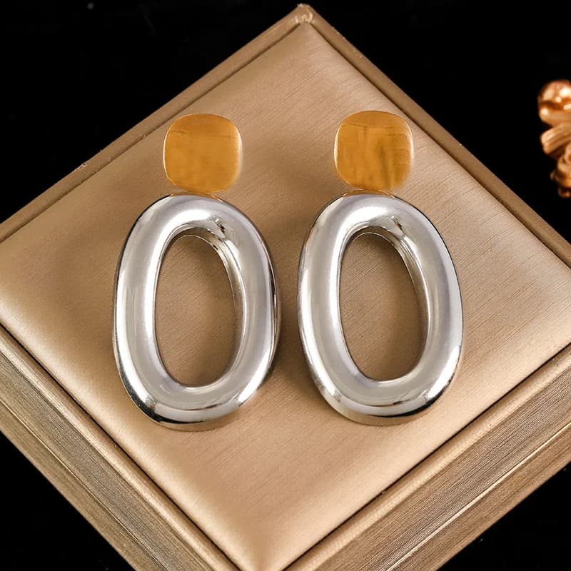 Gold Color Geometric Dangle Earrings