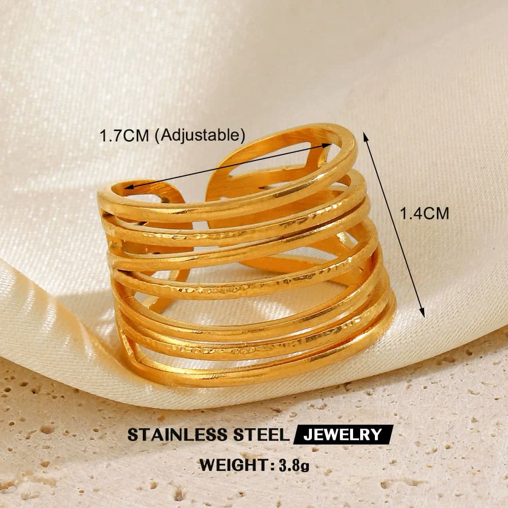 Wide Hollow Cuff Open Ring, 316L Stainless Steel