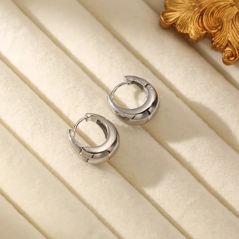 Silver Color Heart Hoop Earrings