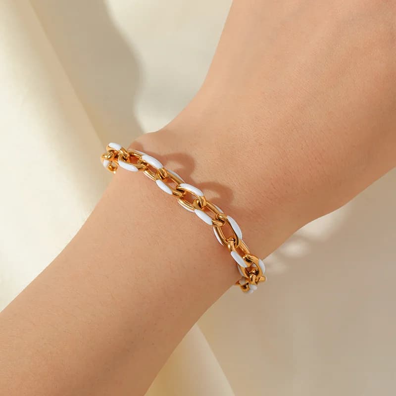 สร้อยข้อมือ enamel สีขาว สำหรับผู้หญิง
