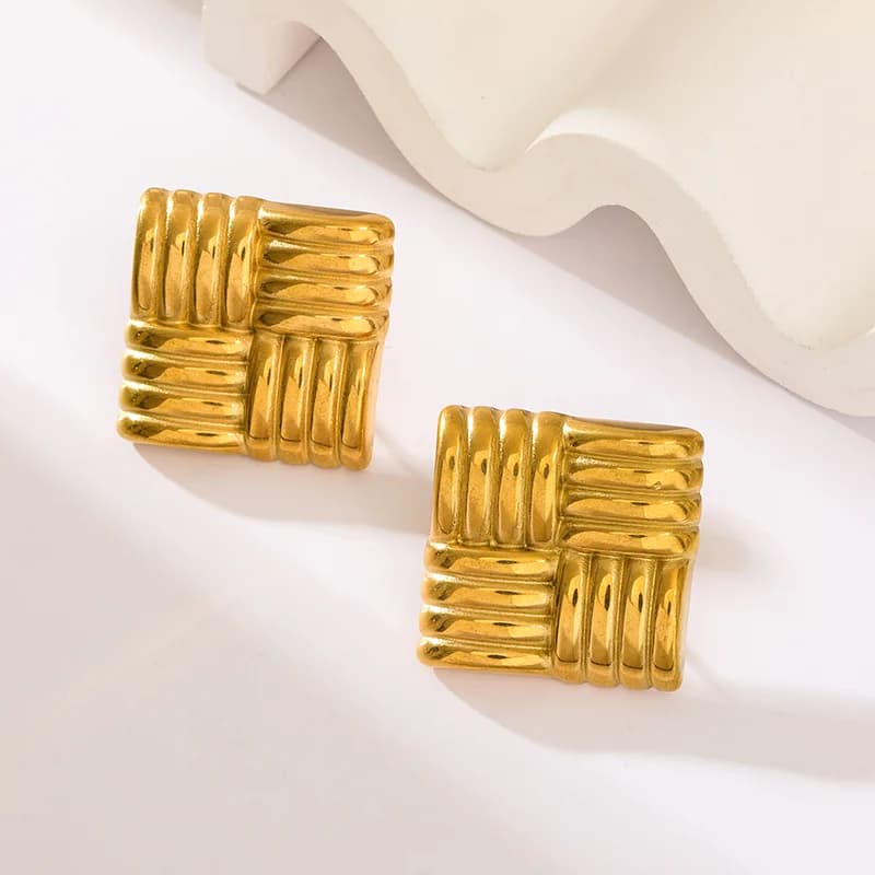 316L Stainless Steel Gold Stud Earrings for Women
