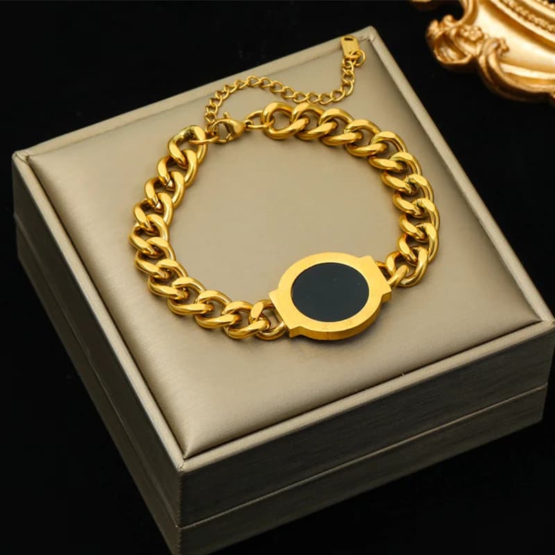 Thick Chain Bracelet, Gold and Silver Color