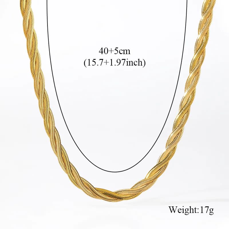 Cross Woven Chain Necklace and Bracelet Set