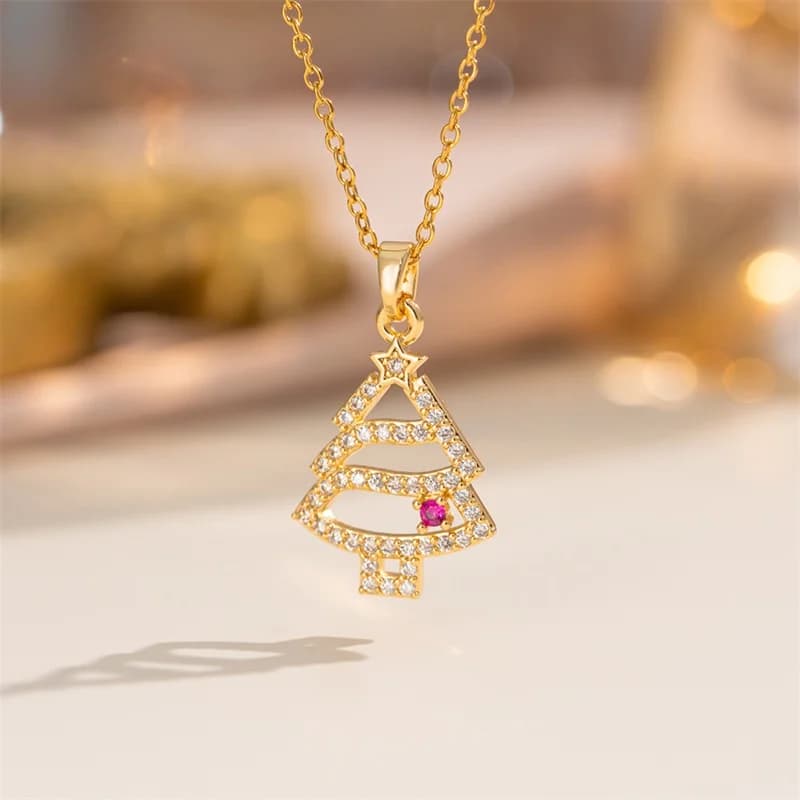 Sparkling Zirconia Christmas Pendant Necklace