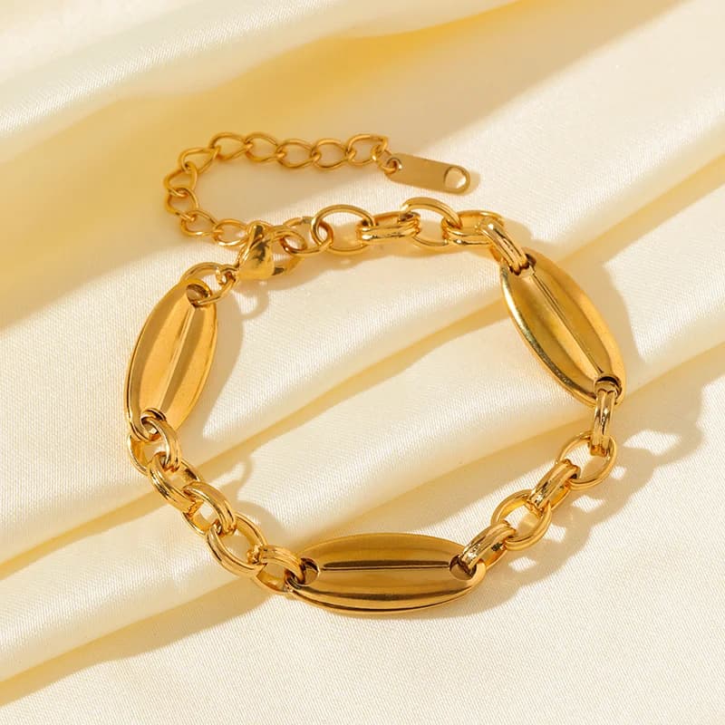 Gold and Silver Color Link Chain Bracelet Bangles