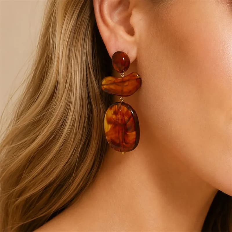 Vintage Resin Drop Dangle Earrings