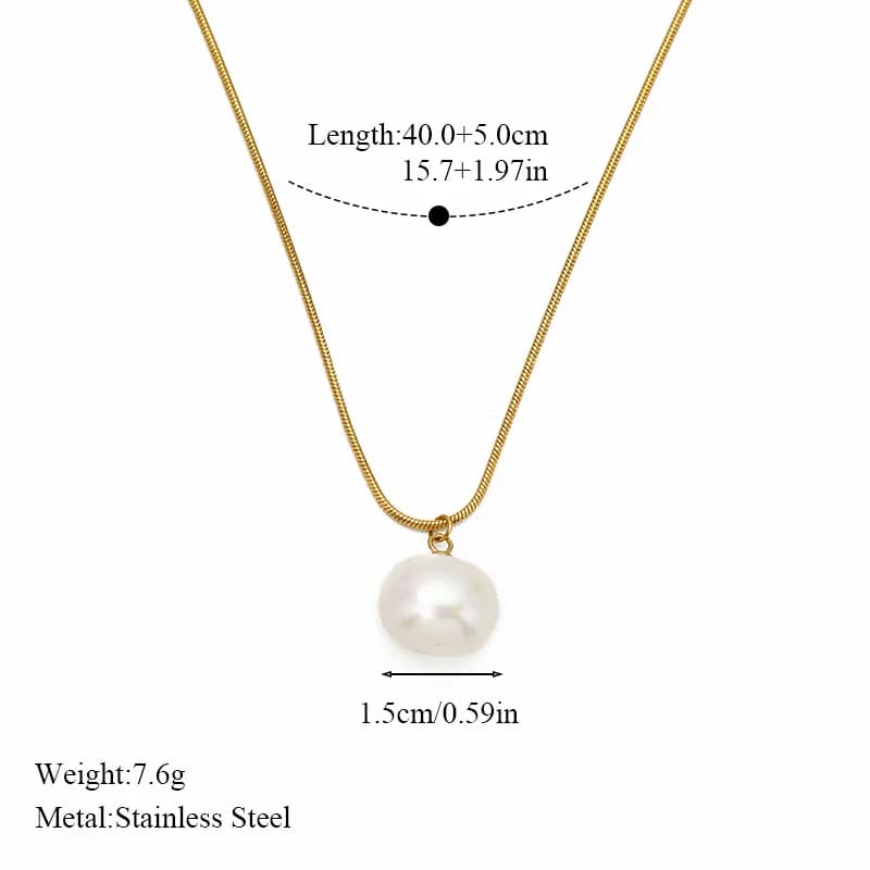Bling Pearl Pendant Necklace with PVD Plating