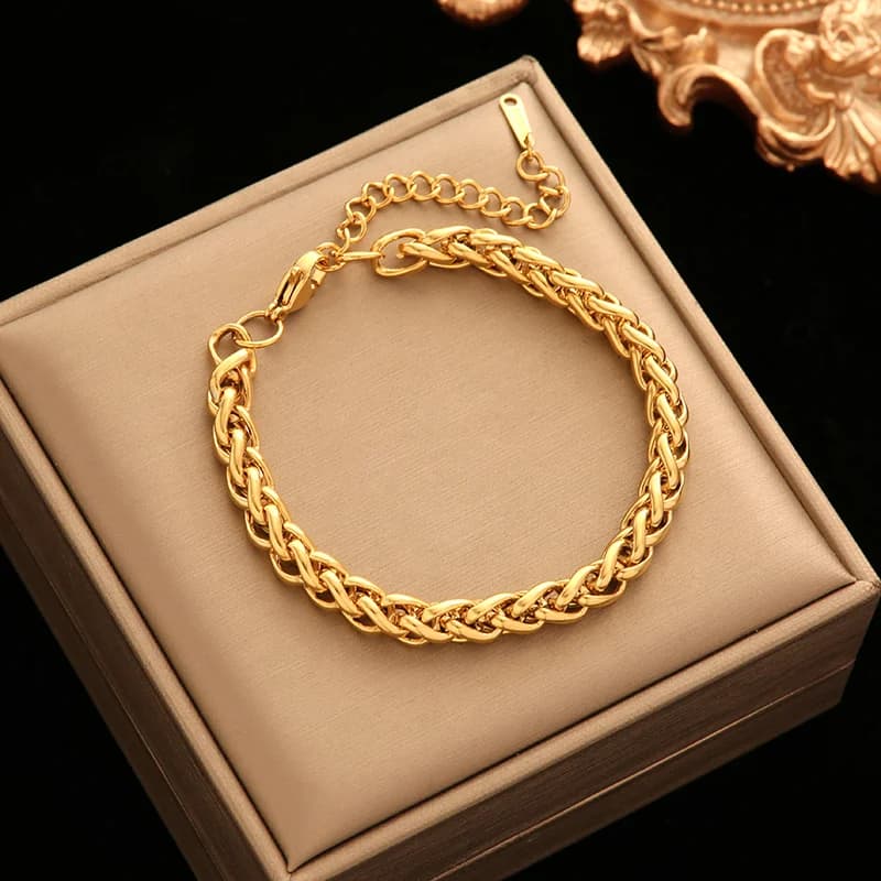Thicker OT Buckle Link Chain Bracelet, Textured