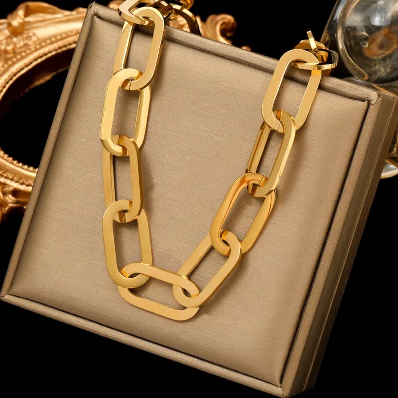 316L Stainless Steel Gold Cuban Chain Necklace