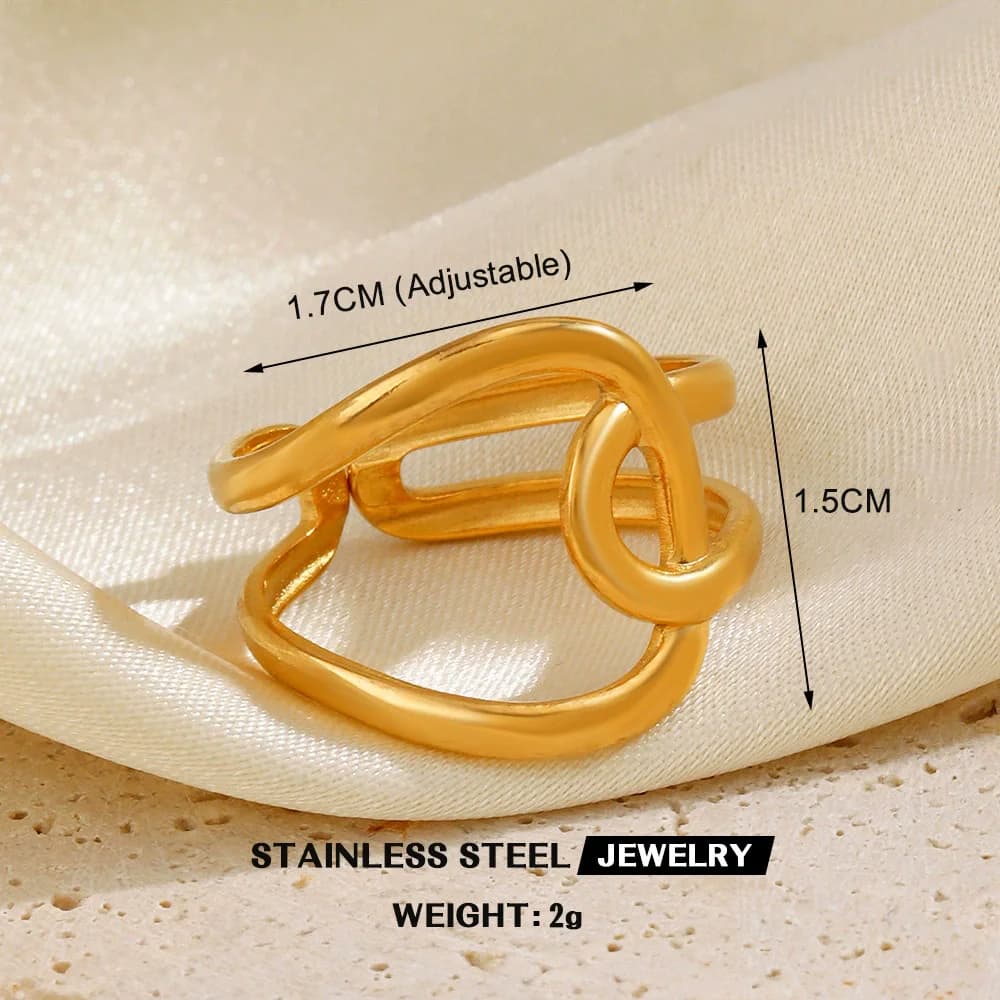 Wide Hollow Cuff Open Ring, 316L Stainless Steel