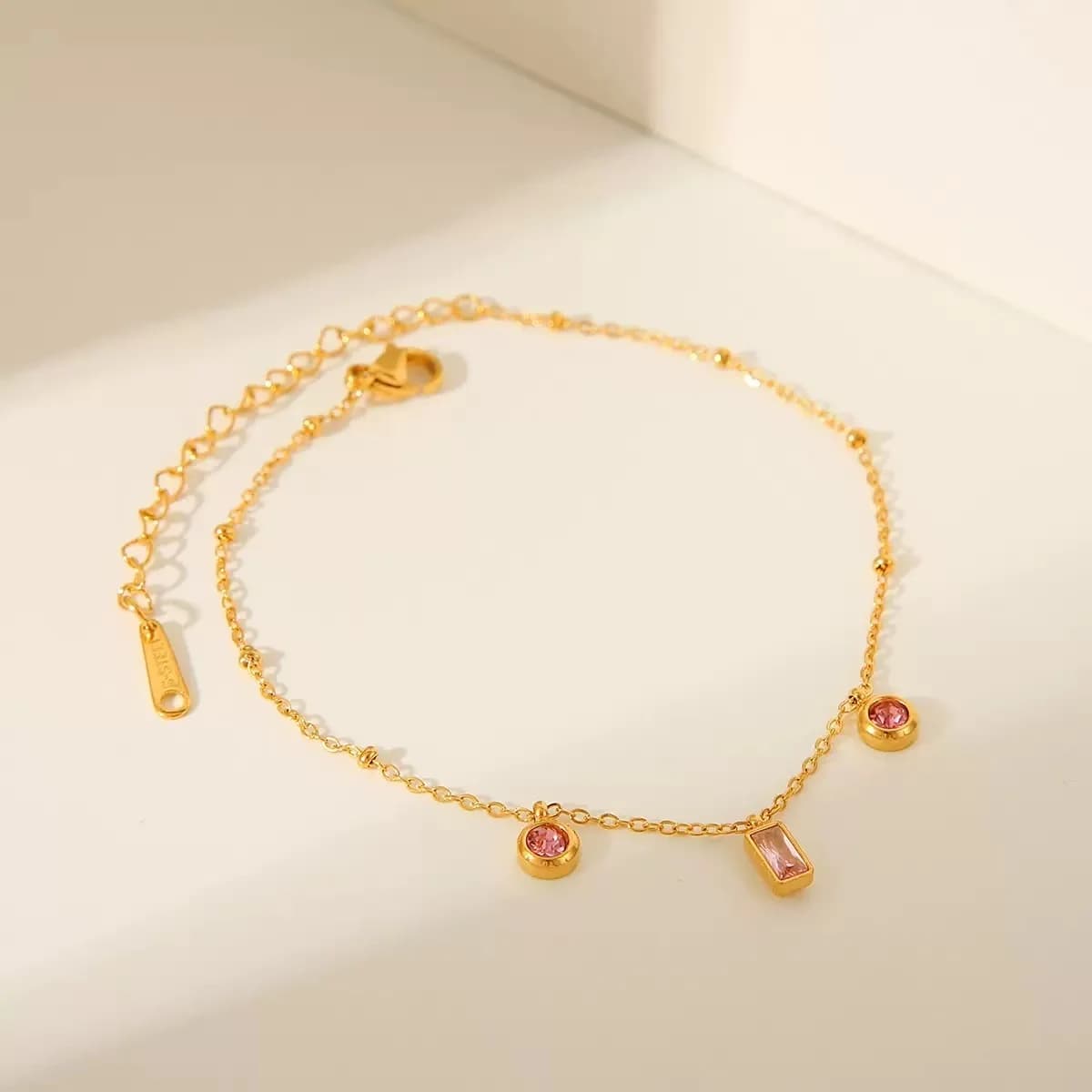 กำไลข้อมือดอกไม้และเพชร CZ สีสดใส สแตนเลสสตีล 316L