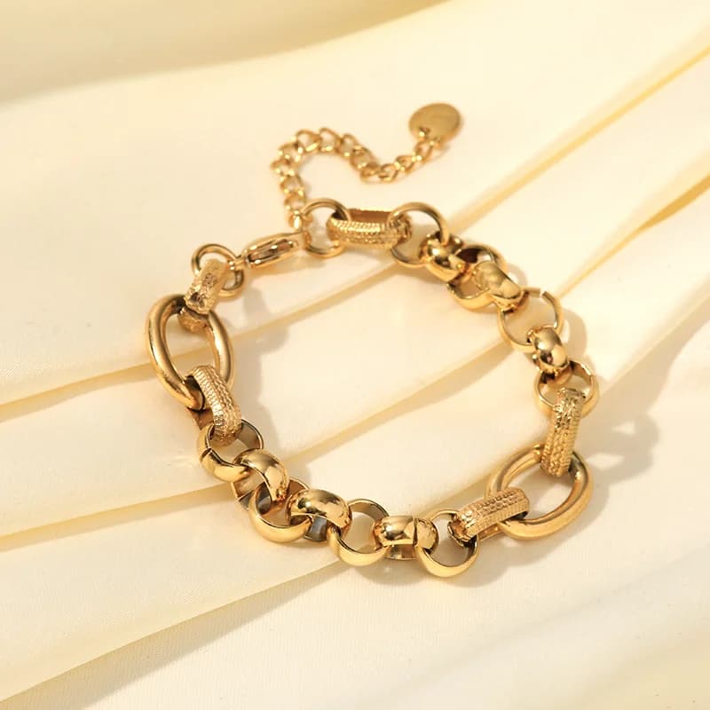 สร้อยข้อมือชุบทอง 18K แบบหนา สำหรับผู้หญิง