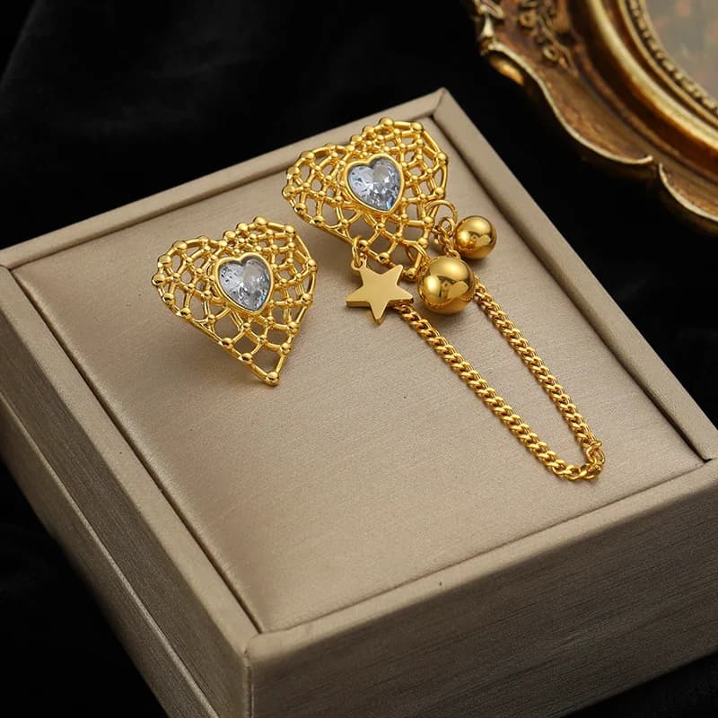 Gold Flower Tassel Drop Earrings