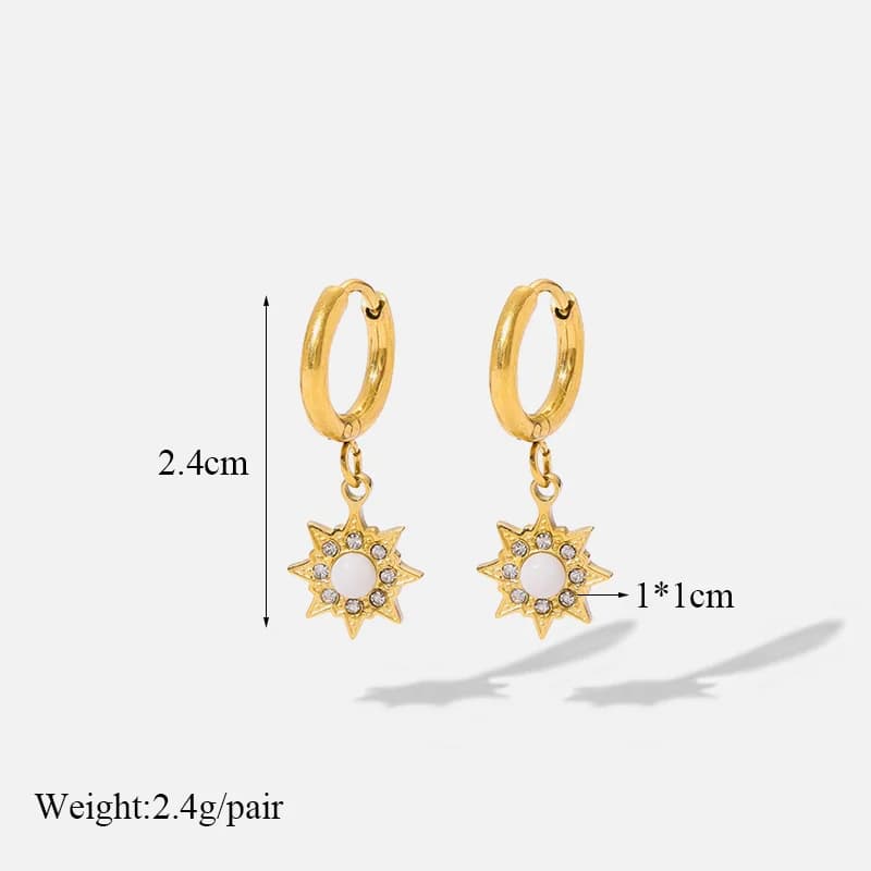 White Stone Earrings, 316L Stainless Steel