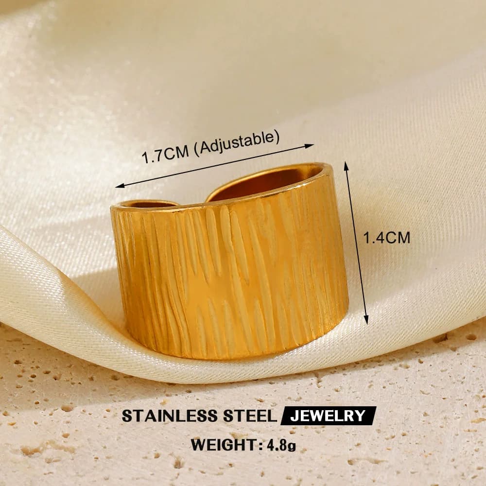 Wide Hollow Cuff Open Ring, 316L Stainless Steel
