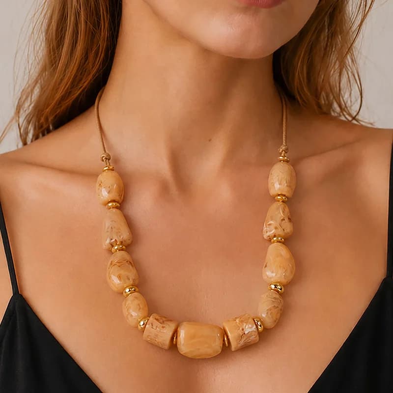 Brown Resin Bohemian Choker Necklace