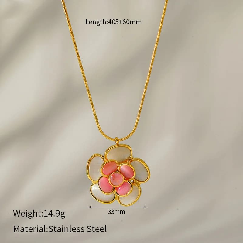Colorful Enamel Flower Necklace Earring and Ring Set