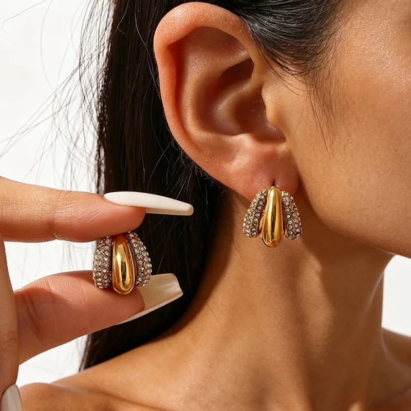 Gold Feather Leaf Drop Dangle Earrings