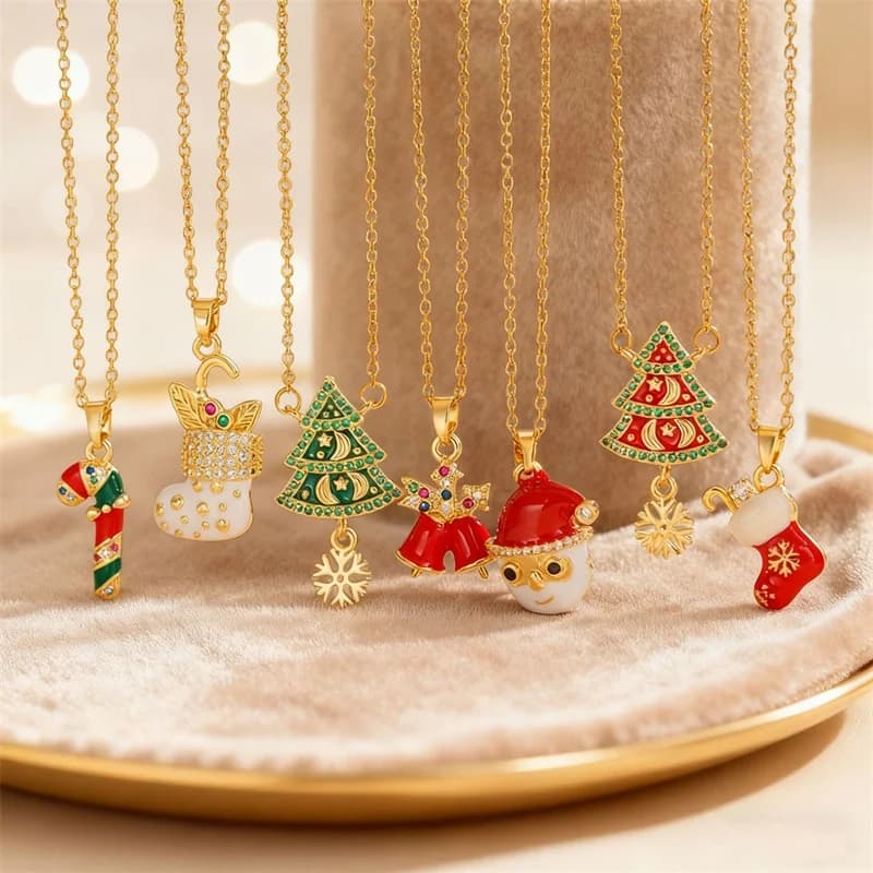 Sparkling Zirconia Christmas Pendant Necklace
