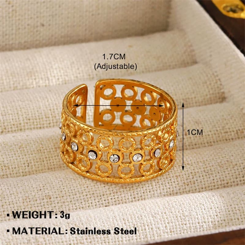 Gold Color Eye Zirconia Charm Statement Ring